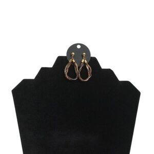 Gold Silver and Bronze Toned Interlocked Metal Herringbone Chain Drop Earrings